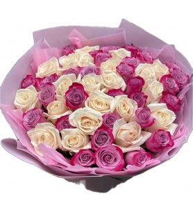 PEMBE BEYAZ GÜL BUKETİ